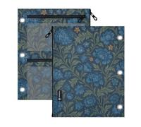 SyXIOP Clear Window Binder 3 Ringing William Morris Indigo Blue Floral