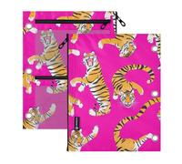 SyXIOP Clear Window Binder Pouches 3 Ringing Cute Yellow Tigers
