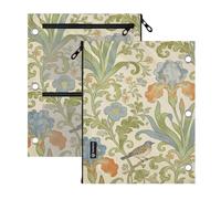 SyXIOP Clear Window Binder Pouches 3 Ringing Retro Iris Bird William Morris