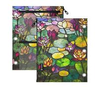 SyXIOP Clear Window Binder Pouches 3 Ringing Stained Glass Water Lily