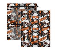 SyXIOP Clear Window Binder pouching 3 Ringing Cool Skull Rock Music Orange Seamless