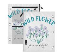 SyXIOP Clear Window Binder pouching 3 Ringing Wild Purple Flower Print