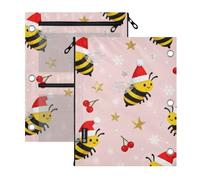SyXIOP Clear Window Binders 3 Ringing Merry Christmas Bee Pink