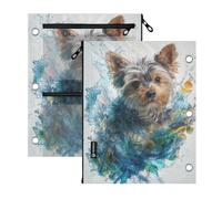 SyXIOP Clear Window inch Binders 3 Ringing York Shire Dog Cute Water 3D | binder pouching large and sturdy for Storing School Students Teacher Supplies 2 PCS