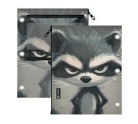SyXIOP Clear Window Pencil case 3 Cartoon Funny Grey Raccoon Anger