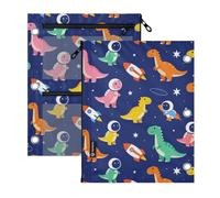 SyXIOP Clear Window Pencil case 3 Cute Dinosaur rocketing