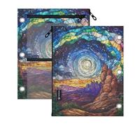 SyXIOP Clear Window Pencil case 3 Ringing Stained Glass Galaxy Colorful Sky