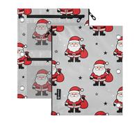 SyXIOP Clear Window Pencil pouching 3 Ringing Merry Christmas Santa Gray