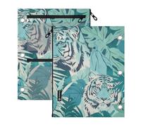 SyXIOP Clear Window Pencil pouching 3 Ringing Tourism Illustration Tigers Turquoise