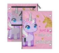 SyXIOP Clear Window Pocket folders for 3 Just A Girl Who Loves Unicorns | pencil case pouching in Assorted Colors for School, Office & Home 2 PCS