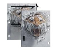 SyXIOP Clear Window Pockets 3 Hole Punched Angry Tigers 3D Style Wall Art