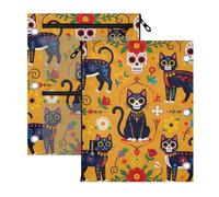 SyXIOP Clear Window Pockets 3 Hole Punched Day of The Dead Sugar Skull Cats