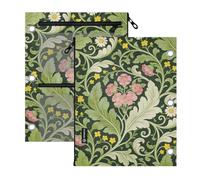 SyXIOP Clear Window Pockets 3 Hole Punched Pink Carnation Green Leaves
