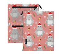 SyXIOP Clear Window Zipper Pencil Pouches 3 Ringing Binder Merry Christmas