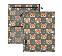SyXIOP Clear Window Zipper Pencil Pouches 3 Ringing Binder Red Pandas with