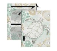 SyXIOP Clear Window Zipper pouching for 3 Ringing Binder Sea Turtle & Coral Pattern