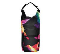 SyXIOP Colored Art Hummingbird Boho Crossbody Water Bottle Sling Bag Sling Backpack with Water Bottle Holder 20/24/32/40oz for Adults Kids Walking Hiking Camping Travelling Bolsa para
