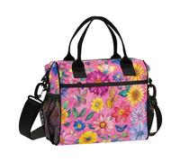 SyXIOP Colorful Daisy Flowers Waterproof Insulated Bags with Shoulder Strap Insulated Lunch Bag for Women for Work lonchera para Mujer de Trabajo