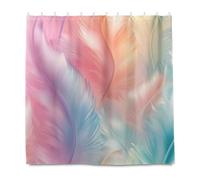 SyXIOP Colorful Feather Water Proof Material Shower Curtains Fabric with Hook Polyester Resistant Washable Curtain Liners for Bathroom Accessories cortinas para ba?o a prueba de agua 72x72 Inch