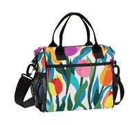 SyXIOP Colorful Flower Flowers Eco-Friendly Male Lunch Bag with Shoulder Strap Adult Lunch Bags for Women for Outdoor lonchera para Mujer