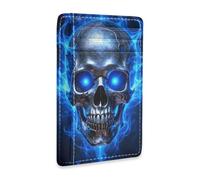 SyXIOP Cool Bad Ass Black & Blue Skull Leather Wallet Slim