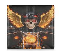 SyXIOP Cool Black and Gold Motorcycle Skeleton Premium Leather Car Registration and Insurance Card Holder Wallet Accessories Case for Cards, Essential Document, Driver License Vehicle Paperwork