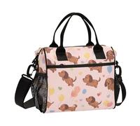 SyXIOP Crown Brown Dogs Colorful Balloons Large Lunch Box for Men with Shoulder Strap Lunch Bag for Teens for College loncheras para ninos