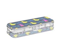 SyXIOP Cute Animal Colorful Fluorescent Duckling Designed Clear Plastic Pencil Box 2 Layer Hard Pens Case For Stationery With Lid