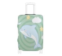 SyXIOP Cute Animal Dolphin Cloud Sage Green Elastic Luggage Protector Covers Anti Scratch Covers for suitcases Luggage Protector Fit 18-32 Inch Luggage