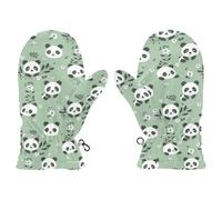 SyXIOP Cute Baby Green Playful Panda warm fleece mittens snow gloves guantes para el frio ni?as S 2-4