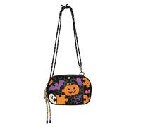 SyXIOP Cute Black Halloween Jigsaw Puzzle Cross Body Purse for Men Practical with Adjustable Strap Small Shoulder Bags Walk the dog