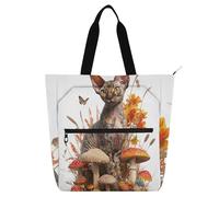SyXIOP Cute Book Tote Bag for Kids Students Adults, Cornish Rex Cat 3d Water-resistant Child Book Tote Resuable Grocery Bag Handbag for College Shopping Beach bolso para libros de lectura