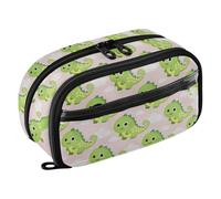 SyXIOP Cute Cartoon Green Dinosaur Easy to Organize School Supplies Pencil Case with Compartments for Teen and Adult Girls estuches escolares para lapices