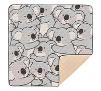 SyXIOP Cute Cartoon Koala Grey Soft Thick Baby Play Tummy Time Mat for Indoor Outdoor Waterproof foldable Activity Entertainment Mat for Newborns Babies Infants Toddlers, 50'' x 50''