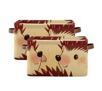 SyXIOP Cute Cartoon Little Hedgehog storage baskets, foldable and waterproof storage bins with sturdy handle cubbies blankets for pantry desk 2 pack