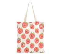 SyXIOP Cute Cartoon Red Strawberries Canvas Tote Bulk with handles Canvas Shopping Tote Bags Casual Shopping Book Bag for Birthday Bolsa de lona