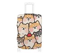 SyXIOP Cute Cartoon Shiba Inu Dog Elastic Luggage Cover Protector Scratch-Resistant Fit Suitcase Covers Luggage Protectors Fit 18-32 Inch Luggage