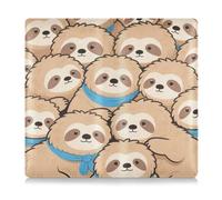 SyXIOP Cute Cartoon Sloth Beige Leather Auto Registration Insurance & ID Card Holder Document Wallet for Documents, Cards, License