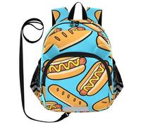 SyXIOP Cute Ears Backpack For Elementary School Leash Boy's Girl's Anti-Lost Carry On Backpacks with Reflective Strip M Cartoon Hot Dog Blue