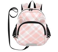 SyXIOP Cute Ears Backpack For Elementary School Leash Boy's/Girl's Anti-Lost Outdoor Backpack with Reflective Strip S Flesh Pink Checkerboard