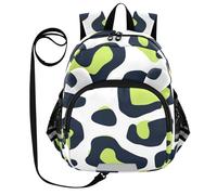 SyXIOP Cute Ears Backpack For Elementary School Leash Cool Girls Anti-Lost Personal Backpack with Reflective Strip M Leopard Print Lime Green and Navy Blue