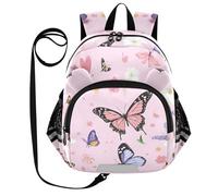 SyXIOP Cute Ears Backpacks For School Leash Kids Boy's/Girl's Anti-Lost Bag Pack For School with Reflective Strip M Cartoon Sweet Butterflies Pink