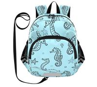SyXIOP Cute Ears Big Kid Backpacks Leash Little Girls Anti-Lost Bag Pack For School with Reflective Strip M Blue Ocean Seahorse