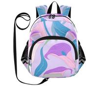 SyXIOP Cute Ears Cute Backpack Leash Boy's Girl's Anti-Lost Elementary School Backpack with Reflective Strip M Pinkish-purple Calla Lily Flowers