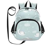 SyXIOP Cute Ears Cute Kid Backpack Leash Boys Girls Anti-Lost Bag Pack For School with Reflective Strip M Animal Moon Kitten Pastel Blue
