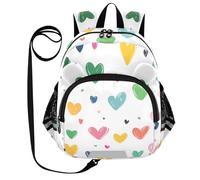 SyXIOP Cute Ears Daycare Backpack Leash Little Girls Anti-Lost Personal Backpack with Reflective Strip S Colorful Love Hearts