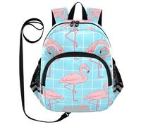 SyXIOP Cute Ears Kids Backpack Leash Boy's Girl's Anti-Lost Elementary School Backpack with Reflective Strip S Cute Pink Flamingo Blue Checkered
