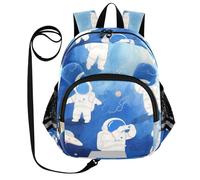 SyXIOP Cute Ears Kids Daily Backpack Leash Little Girls Anti-Lost Daycare Bag with Reflective Strip M Cute Cartoon White Astronauts