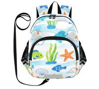 SyXIOP Cute Ears Toddler Backpack Leash Boy's/Girl's Anti-Lost Personal Backpack with Reflective Strip M Sea Grass Undermarine Blue