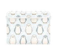 SyXIOP Cute Penguin Sage Green foldable 40 L large stackable storage bins with handles Decorative storage containers large Christmas for Closet and Laundry Storage 42x32x30cm